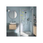 GROHE Vitalio Comfort 250 Flex - Shower System with Diverter (Square 25cm Head Shower 2 Spray Rain & SmartRain, Square 11cm Hand Shower 2 Spray: Rain & Jet, Hose 1.5m, Water Saving), Chrome, 26698001