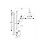 GROHE Vitalio Comfort 250 Flex - Shower System with Diverter (Square 25cm Head Shower 2 Spray Rain & SmartRain, Square 11cm Hand Shower 2 Spray: Rain & Jet, Hose 1.5m, Water Saving), Chrome, 26698001