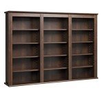 Prepac 47" Wide Triple Wall Mounted Cabinet, Wood Floating Storage Cabinet with 12 Adjustable Shelves, Multimedia Storage for Decorations and Medias, Floating Shelf with Hanging Rail System, Espresso