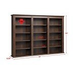 Prepac 47" Wide Triple Wall Mounted Cabinet, Wood Floating Storage Cabinet with 12 Adjustable Shelves, Multimedia Storage for Decorations and Medias, Floating Shelf with Hanging Rail System, Espresso