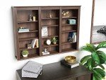 Prepac 47" Wide Triple Wall Mounted Cabinet, Wood Floating Storage Cabinet with 12 Adjustable Shelves, Multimedia Storage for Decorations and Medias, Floating Shelf with Hanging Rail System, Espresso