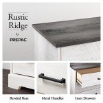 Prepac Rustic Ridge Farmhouse King Headboard, King Size Headboard with Panel Design, Bedroom Headboard for King Bed, 79.5" W x 47.5" H x 1.5" D, Washed White