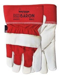 Watson Gloves Classic Red Baron Winter Work Glove - Full-Grain Cowhide Leather, Heavy Sherpa Lining, Cotton Drill Back
