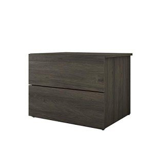 Nexera James Nightstand with 2-Drawers, Grey, 24-Inch