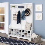 Prepac White Hall Tree, Shoe Cabinet, Storage Cabinet with 24 Shoe Cubbies and 6 Double Coat Hooks 15.5" D x 60" W x 77" H
