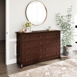 Prepac Sonoma 8 Drawer Double Dresser for Bedroom, Wide Chest of Drawers, Bedroom Furniture, Clothes Storage and Organizer, 17.25" D x 59" W x 37" H, Espresso, EDC-6338