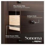 Prepac Sonoma 8 Drawer Double Dresser for Bedroom, Wide Chest of Drawers, Bedroom Furniture, Clothes Storage and Organizer, 17.25" D x 59" W x 37" H, Espresso, EDC-6338