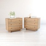 Prepac Finnley 3-Drawer Nightstand in Natural Oak, Extra-Wide Bedside Tables with Storage, Set of 2, Modern End Tables for Home, Bedroom, Living Room, 16" D x 31" W x 26.75" H