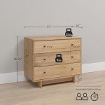 Prepac Finnley 3-Drawer Nightstand in Natural Oak, Extra-Wide Bedside Tables with Storage, Set of 2, Modern End Tables for Home, Bedroom, Living Room, 16" D x 31" W x 26.75" H