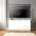 Prepac Simply Modern 4 Door Console Table with Storage, White Storage Cabinet with Doors and Shelves, Sideboard Storage Cabinet 60" W x 30" H x 16" D, WCBG-1820-1