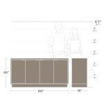 Prepac Simply Modern 4 Door Console Table with Storage, White Storage Cabinet with Doors and Shelves, Sideboard Storage Cabinet 60" W x 30" H x 16" D, WCBG-1820-1