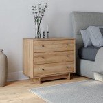 Prepac Finnley 3-Drawer Nightstand in Natural Oak, Extra-Wide Bedside Tables with Storage, Set of 2, Modern End Tables for Home, Bedroom, Living Room, 16" D x 31" W x 26.75" H