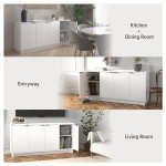 Prepac Simply Modern 4 Door Console Table with Storage, White Storage Cabinet with Doors and Shelves, Sideboard Storage Cabinet 60" W x 30" H x 16" D, WCBG-1820-1