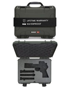 NANUK 910 Hard Case with 2 UP Custom Foam Insert, IP67 Waterproof & Crushproof, Rugged Construction for Ultimate Protection, Made in Canada – Olive (14.3” x 11.1” x 4.7”)