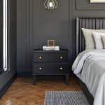 Prepac Lux Nightstand Bedside Table, Black Nightstand for Bedroom, End Table with 2 Drawers 16" D x 27.75" W x 25" H, BDNR-2302-1