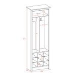 Prepac Entryway Organizer with 2 Coat Hooks, Coat Rack Hall Tree with 9 Cubbies for Shoe Storage, Furniture for Entryway with 1 Upper Shelf, 23.5” W x 72.5” H x 13” D, White