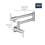 GROHE 31075DC2 Zedra Wall Mount Pot Filler Supersteel (Stainless Steel)