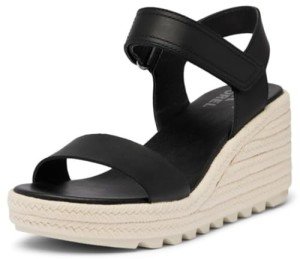 Sorel Women's Contemporary Wedge Sandal, Black/Chalk, 6.5