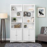 Prepac Sonoma Tall 6-Tier Bookcase 80"H with Doors & 2 Adjustable Shelves, White Storage Cabinet, Modern Display Cabinet, Bookshelf with Storage Shelves for Home Office, Living Room, Bedroom