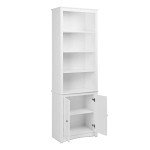 Prepac Sonoma Tall 6-Tier Bookcase 80"H with Doors & 2 Adjustable Shelves, White Storage Cabinet, Modern Display Cabinet, Bookshelf with Storage Shelves for Home Office, Living Room, Bedroom