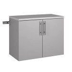 Prepac HangUps 2-Door Wall Mounted Garage Base Storage Cabinet, Work Table Storage Organizer Cabinet, 30" W x 24" H x 16" D, Light Gray