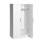 Prepac Armoir, Elite 32"W x 65"H x 24.5"D White Wardrobe Closet & Cabinet - Functional Clothes Storage with Hanging Rail, Armoire Wardrobe