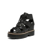 Sorel Women's Joanie IV Lace Wedge Sandal, Black/Black, 8