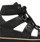 Sorel Women's Joanie IV Lace Wedge Sandal, Black/Black, 8