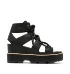 Sorel Women's Joanie IV Lace Wedge Sandal, Black/Black, 8