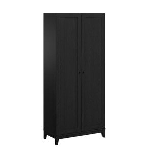 Prepac Yaletown 72" Tall Storage Cabinet with Wood Legs, Pantry Cabinet with 3 Adjustable Shelves, Bathroom, Kitchen and Home Organization in Black Oak, 16" D x 32" W x 72" H