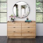 Prepac Simply Modern 6-Drawer Double Dresser for Bedroom, Chest of Drawers, Modern Bedroom Furniture, 52.5” Wide x 16” deep x 29.5” Tall, Oak