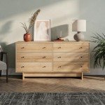 Prepac Finnley 6-Drawer Dresser in Natural Oak, Dresser for Bedroom, Extra-Wide Chest of Drawers with Storage, Modern Clothing Organizer for Home, Bedroom, Living Room, 16" D x 61" W x 31" H