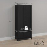 Prepac Yaletown 72" Tall Storage Cabinet with Wood Legs, Pantry Cabinet with 3 Adjustable Shelves, Bathroom, Kitchen and Home Organization in Black Oak, 16" D x 32" W x 72" H