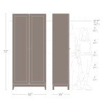 Prepac Yaletown 72" Tall Storage Cabinet with Wood Legs, Pantry Cabinet with 3 Adjustable Shelves, Bathroom, Kitchen and Home Organization in Black Oak, 16" D x 32" W x 72" H