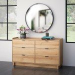 Prepac Simply Modern 6-Drawer Double Dresser for Bedroom, Chest of Drawers, Modern Bedroom Furniture, 52.5” Wide x 16” deep x 29.5” Tall, Oak