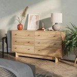 Prepac Finnley 6-Drawer Dresser in Natural Oak, Dresser for Bedroom, Extra-Wide Chest of Drawers with Storage, Modern Clothing Organizer for Home, Bedroom, Living Room, 16" D x 61" W x 31" H