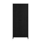 Prepac Yaletown 72" Tall Storage Cabinet with Wood Legs, Pantry Cabinet with 3 Adjustable Shelves, Bathroom, Kitchen and Home Organization in Black Oak, 16" D x 32" W x 72" H
