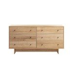 Prepac Finnley 6-Drawer Dresser in Natural Oak, Dresser for Bedroom, Extra-Wide Chest of Drawers with Storage, Modern Clothing Organizer for Home, Bedroom, Living Room, 16" D x 61" W x 31" H