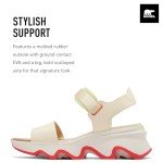 Sorel Women's Kinetic Impact Y Strap High Sandals - Honey White, Luminous Lime - Size 9