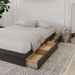 Nexera 3-Drawer Storage Bed Frame, Grey, Queen