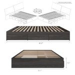 Nexera 3-Drawer Storage Bed Frame, Grey, Queen