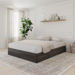 Nexera 3-Drawer Storage Bed Frame, Grey, Queen