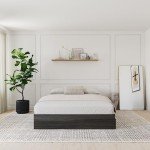 Nexera 3-Drawer Storage Bed Frame, Grey, Queen