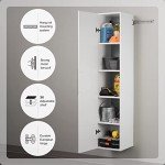 Prepac HangUps Narrow Wall Mounted Garage Storage Cabinet, Tall Storage Organizer Cabinet, 15" W x 72" H x 16" D, White