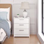 Prepac Studio Essentials Nightstand Bedside Table, White Nightstand for Bedroom, End Table with 3 Drawers 16" D X 21.25" W x 26.25" H