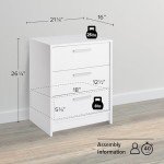 Prepac Studio Essentials Nightstand Bedside Table, White Nightstand for Bedroom, End Table with 3 Drawers 16" D X 21.25" W x 26.25" H