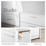 Prepac Studio Essentials Nightstand Bedside Table, White Nightstand for Bedroom, End Table with 3 Drawers 16" D X 21.25" W x 26.25" H