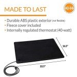 K&H Pet Products Lectro-Kennel Outdoor Heated Pad with Free Cover Black Medium 16.5 X 22.5 Inches 60 Watts