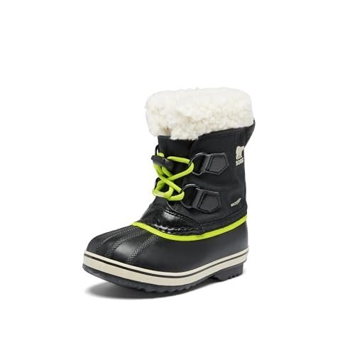SOREL Children's Yoot Pac Nylon Waterproof Boot - Black, Chartreuse - 7