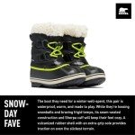 SOREL Children's Yoot Pac Nylon Waterproof Boot - Black, Chartreuse - 7